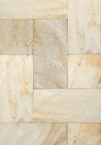 Palimanan stone tiles in natural cream and yellow tone – ideal for wall cladding, facades, and tropical exteriors